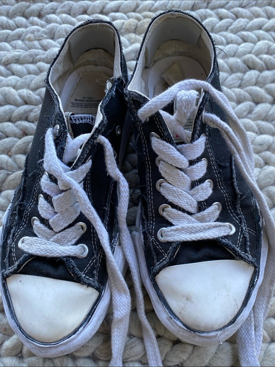 Other - Black Low-Top Canvas Sneakers with White Toe and Laces